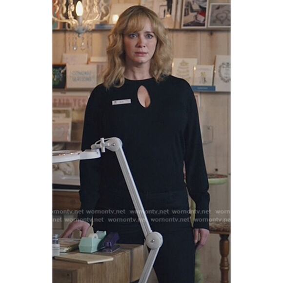 NEW Theory Keyhole Crew Black Regal Wool Sweater Size Small Women's - Picture 12 of 12